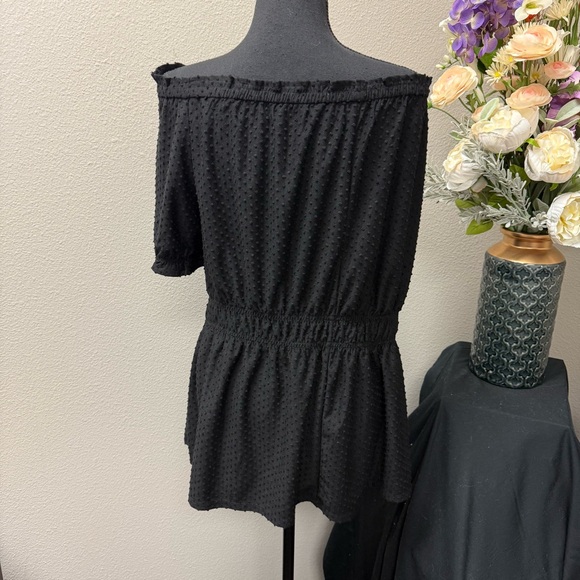 Lane Bryant Black Off Shoulder Swiss Dot Tunic 22/24 - Picture 5 of 9
